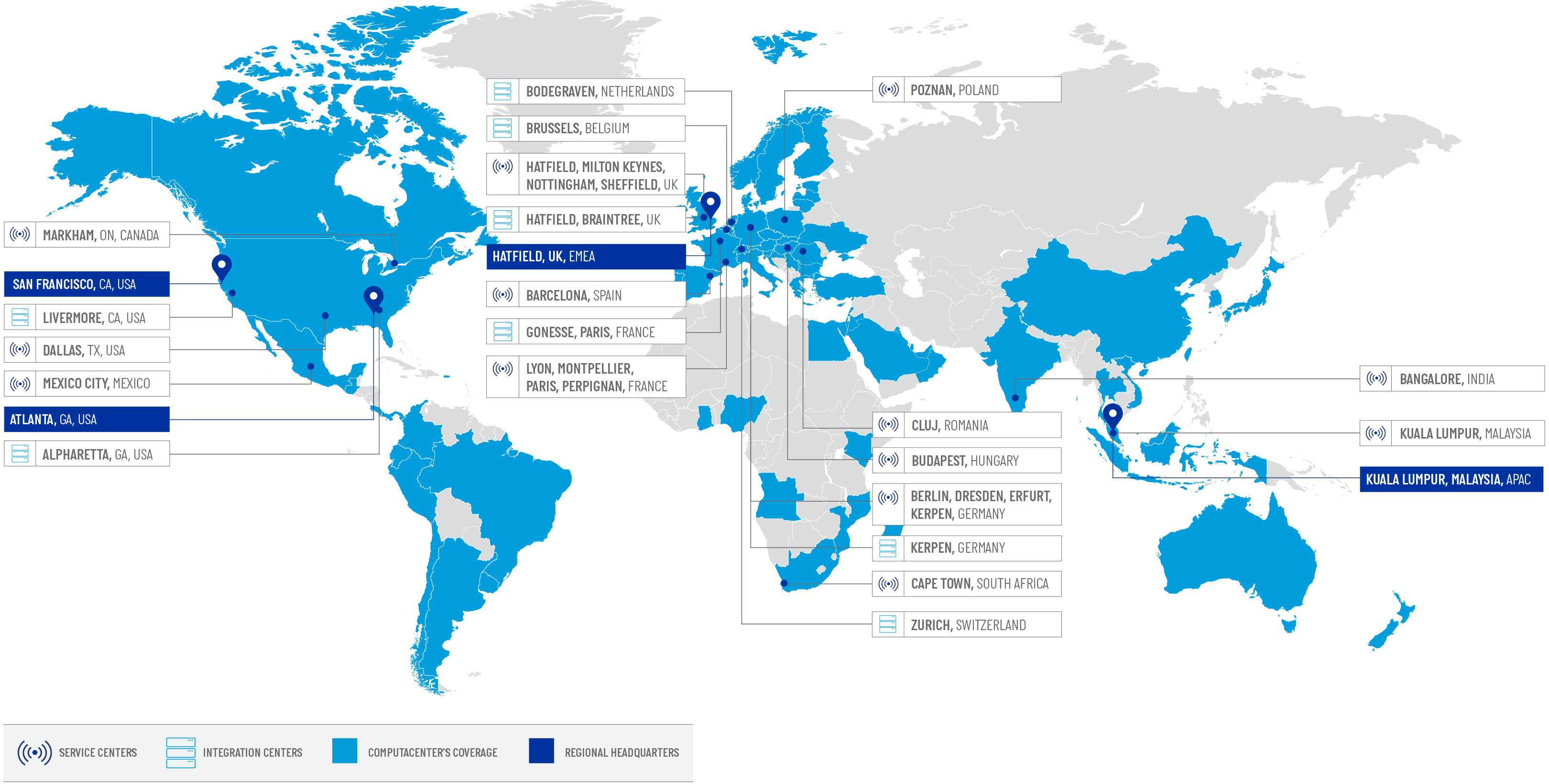 Integration and Service Centers map 2023